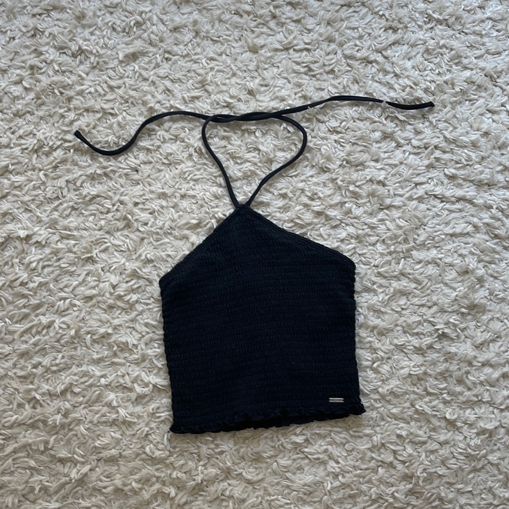 Womens xs tube top with neck tie, black